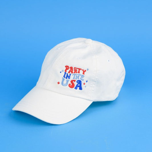 Embroidered Party In The USA Canvas Hat