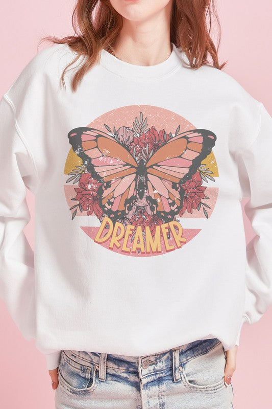 FLORAL BUTTERFLY DREAMER GRAPHIC SWEATSHIRT