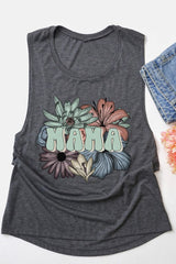 Mother's Day Mama Green Color Floral Tank Top