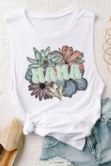 Mother's Day Mama Green Color Floral Tank Top